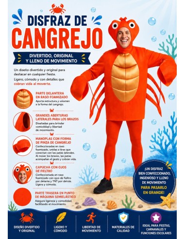 Fato Caranguejo Tamanho L | Fantasias para Adultos O Rei do Carnaval
